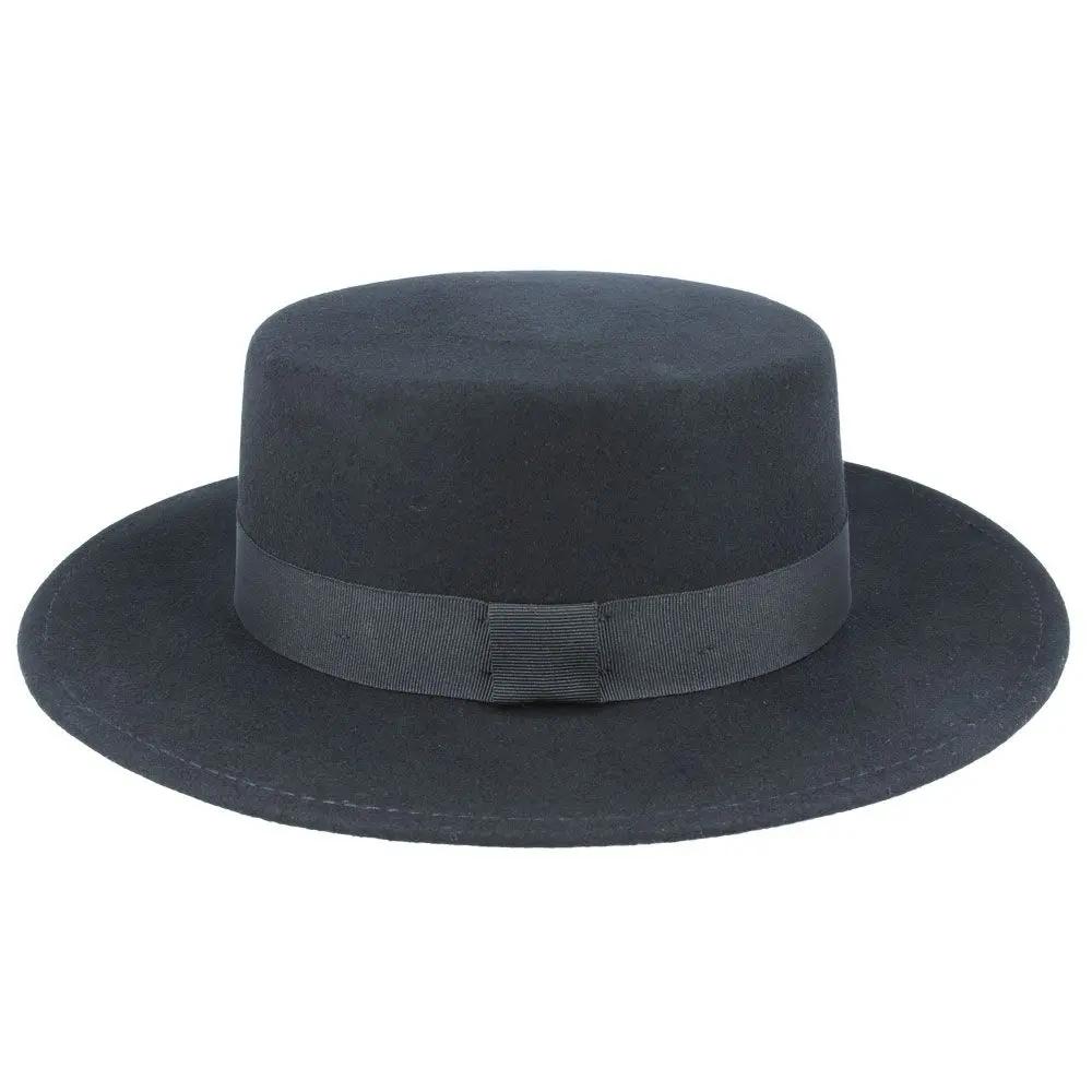 Wide Stiff Brim Wool Pork Pie Hat - Black | Stylish Men’s Hat Novellahats