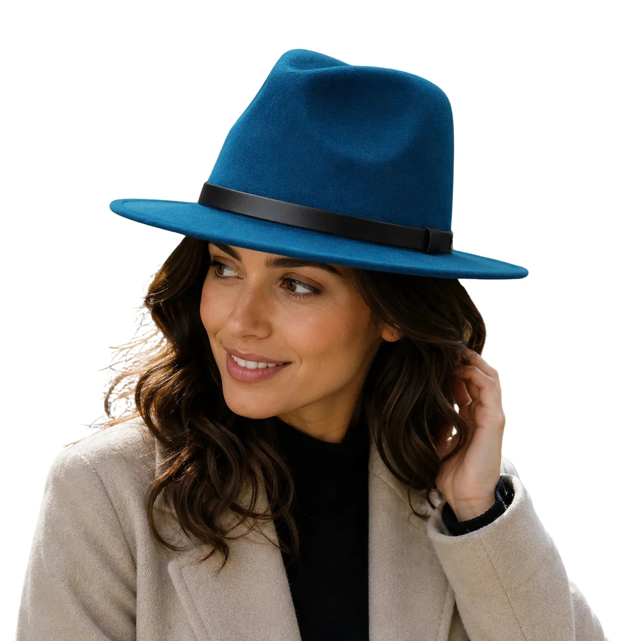 Crushable Wool Fedora Hat with Leather Band. Handmade, unisex, wide-brim (8cm) fedora with a 9cm high teardrop crown, 100% wool, cotton sweatband, and leather strap. Water-resistant and packable. Available in multiple sizes.

The Novella Hats Crushable Wool Fedora Hat is a stylish and functional accessory. Handmade with 100% premium wool, this unisex hat features a classic design with a modern teardrop crown and wide A-line shaped brim.