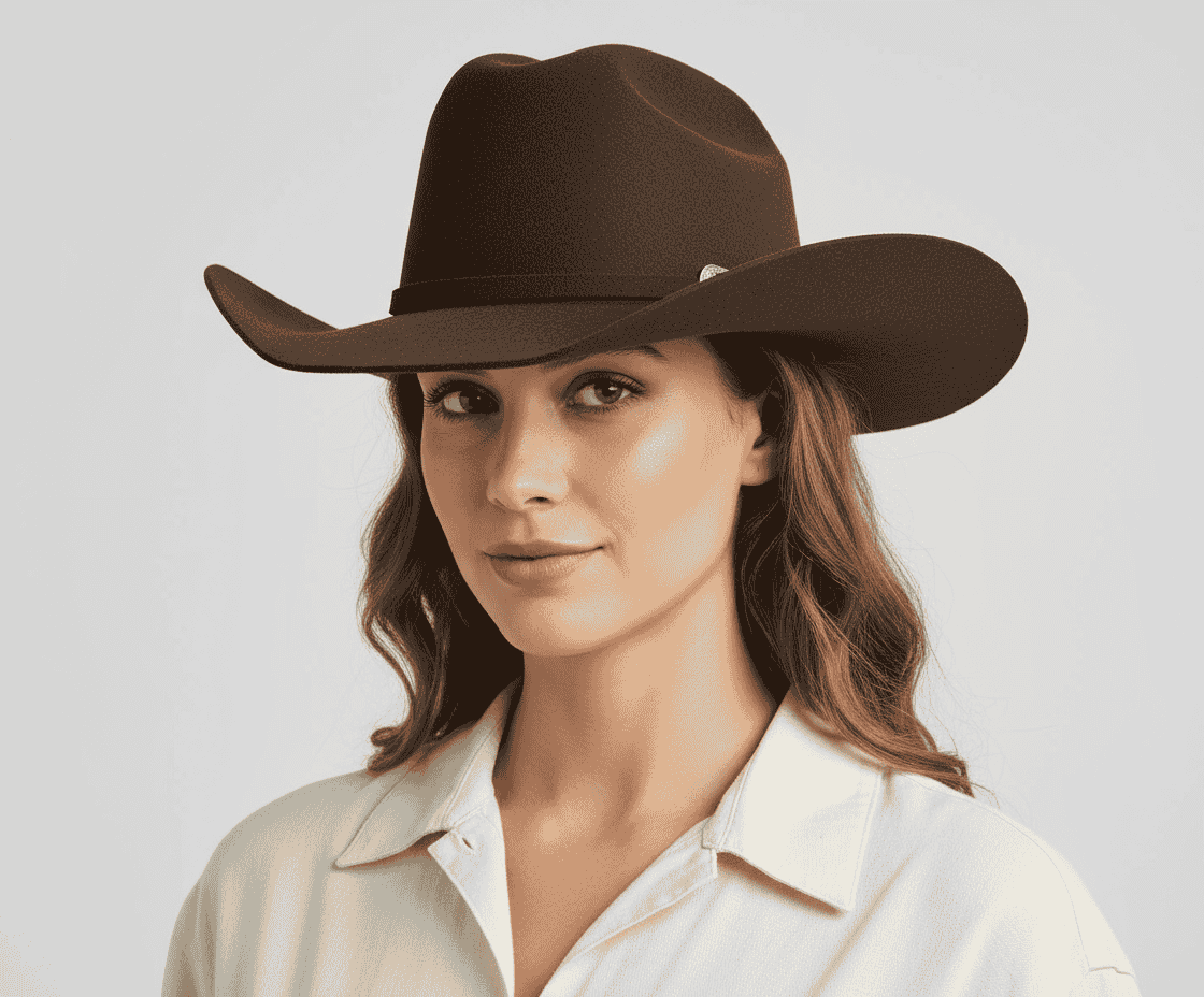 Brown Wool Felt Cowboy Hat - Handmade Western Style