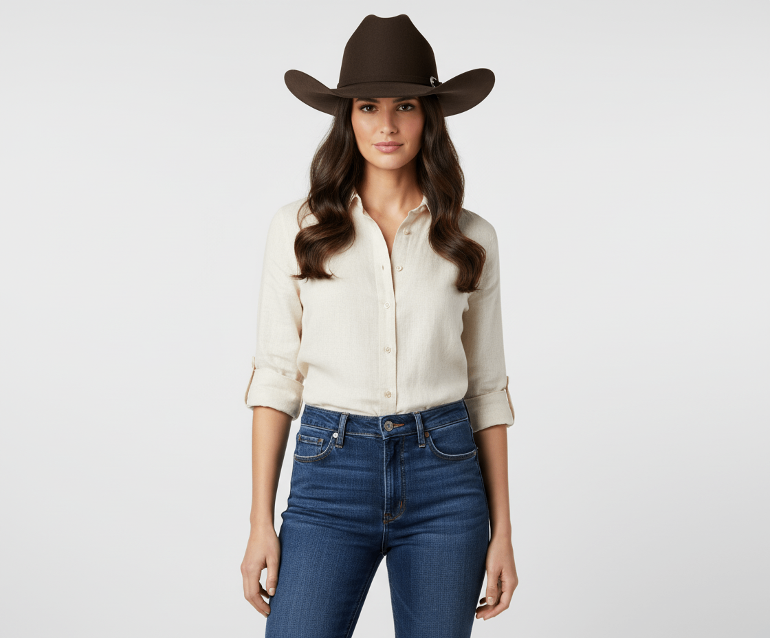 Wool Felt Cowboy Hat - Handmade Western Style