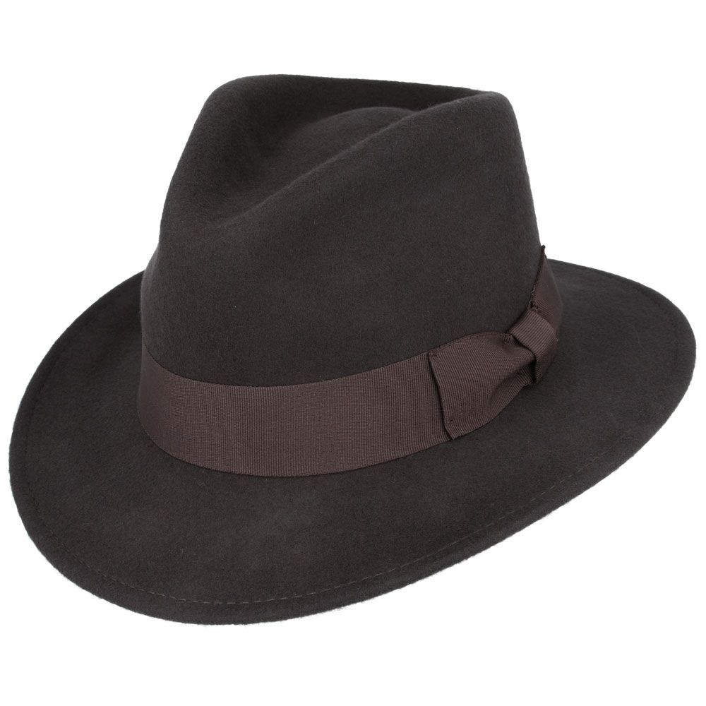 Wool Fedora Hat with Grosgrain Band. Handmade, 100% wool, with a 7cm wide brim and 11cm high crown. Features a comfortable cotton sweatband and black belt band. Packable and versatile. Available in all sizes. Key Features: Material: 100% Wool Style: Wide Brim Fedora Sweatband: Comfortable Cotton Brim 