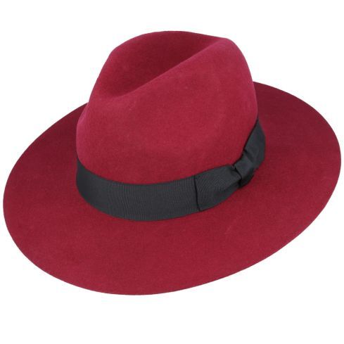 Gladwin Bond Stiff Wide Flat Brim Wool Fedora Hat. Handmade, 100% wool, with a 9cm wide brim and 11cm high crown. Features a comfortable PU sweatband and black belt band. Available in multiple sizes. Full Product Description: Gladwin Bond Stiff Wide Flat Brim Wool Fedora Hat The Gladwin Bond Stiff Wide Flat Brim Wool
