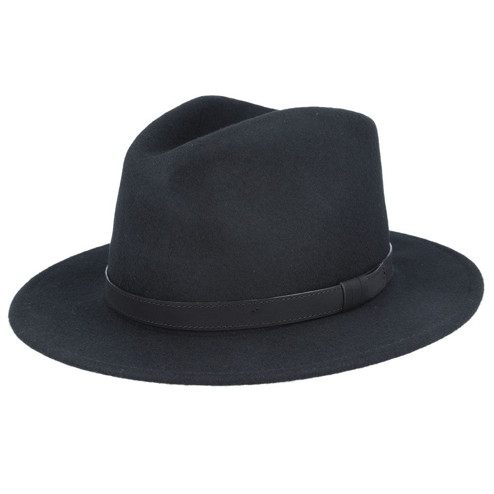 Crushable Wool Fedora Hat with Leather Band. Handmade, unisex, wide-brim (8cm) fedora with a 9cm high teardrop crown, 100% wool, cotton sweatband, and leather strap. Water-resistant and packable. Available in multiple sizes.

The Novella Hats Crushable Wool Fedora Hat is a stylish and functional accessory. Handmade with 100% premium wool, this unisex hat features a classic design with a modern teardrop crown and wide A-line shaped brim.