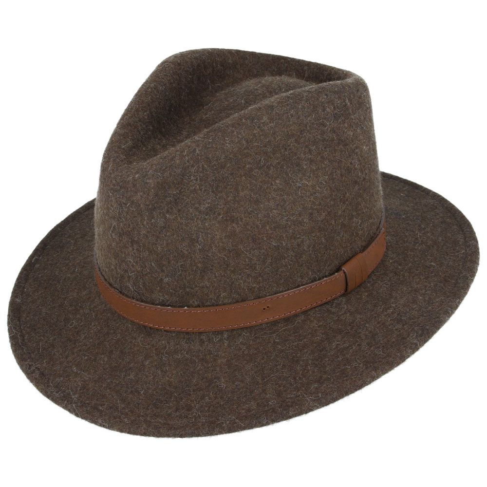 Crushable Wool Fedora Hat with Leather Band. Handmade, unisex, wide-brim (8cm) fedora with a 9cm high teardrop crown, 100% wool, cotton sweatband, and leather strap. Water-resistant and packable. Available in multiple sizes.

The Novella Hats Crushable Wool Fedora Hat is a stylish and functional accessory. Handmade with 100% premium wool, this unisex hat features a classic design with a modern teardrop crown and wide A-line shaped brim.