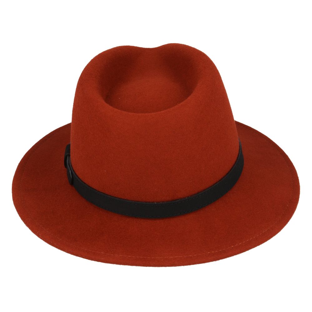 Crushable Wool Fedora Hat with Leather Band. Handmade, unisex, wide-brim (8cm) fedora with a 9cm high teardrop crown, 100% wool, cotton sweatband, and leather strap. Water-resistant and packable. Available in multiple sizes.

The Novella Hats Crushable Wool Fedora Hat is a stylish and functional accessory. Handmade with 100% premium wool, this unisex hat features a classic design with a modern teardrop crown and wide A-line shaped brim.