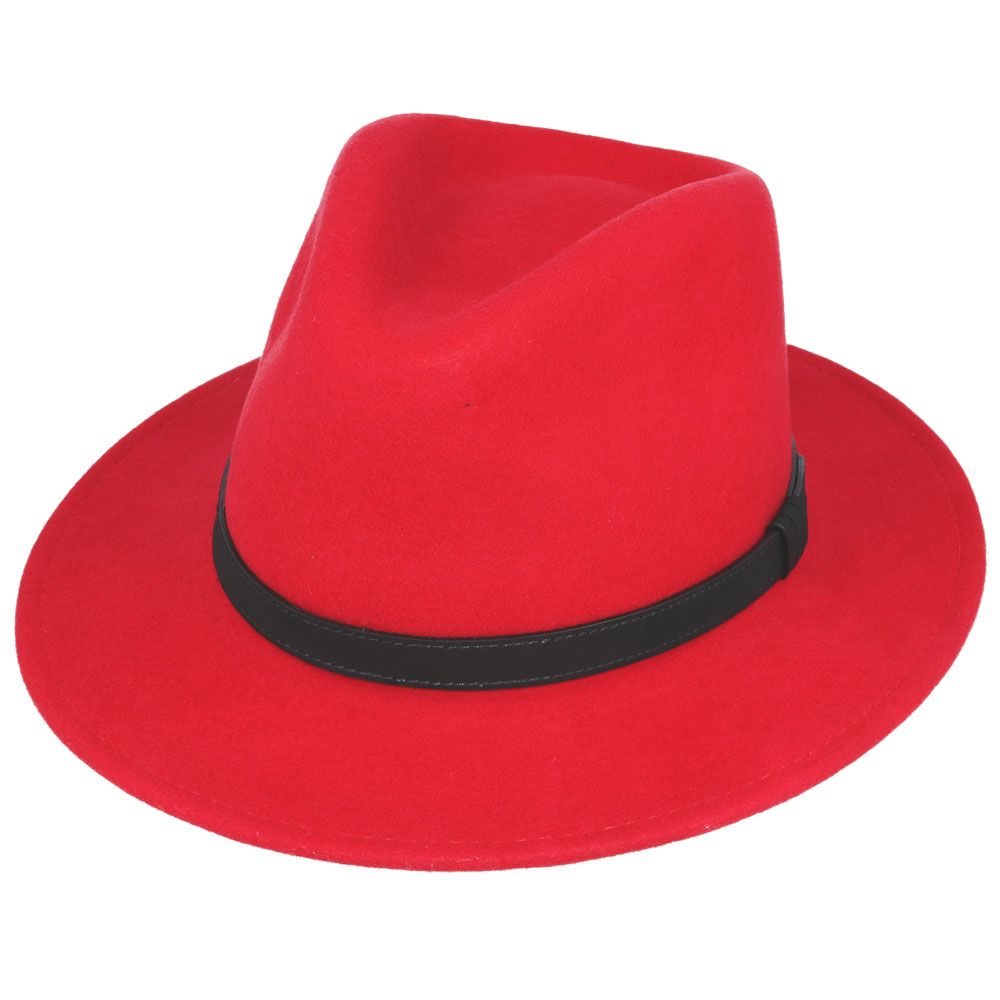 Crushable Wool Fedora Hat with Leather Band. Handmade, unisex, wide-brim (8cm) fedora with a 9cm high teardrop crown, 100% wool, cotton sweatband, and leather strap. Water-resistant and packable. Available in multiple sizes.

The Novella Hats Crushable Wool Fedora Hat is a stylish and functional accessory. Handmade with 100% premium wool, this unisex hat features a classic design with a modern teardrop crown and wide A-line shaped brim.
