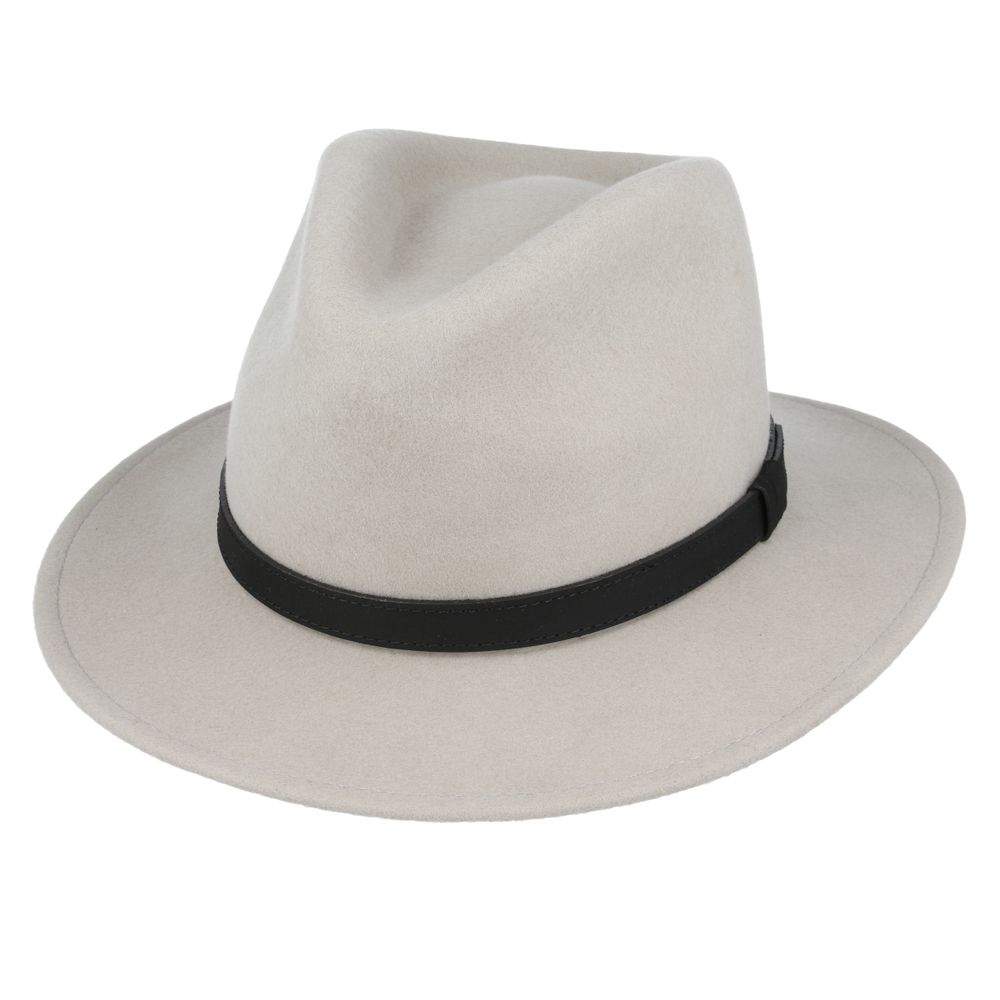Crushable Wool Fedora Hat with Leather Band. Handmade, unisex, wide-brim (8cm) fedora with a 9cm high teardrop crown, 100% wool, cotton sweatband, and leather strap. Water-resistant and packable. Available in multiple sizes.

The Novella Hats Crushable Wool Fedora Hat is a stylish and functional accessory. Handmade with 100% premium wool, this unisex hat features a classic design with a modern teardrop crown and wide A-line shaped brim.