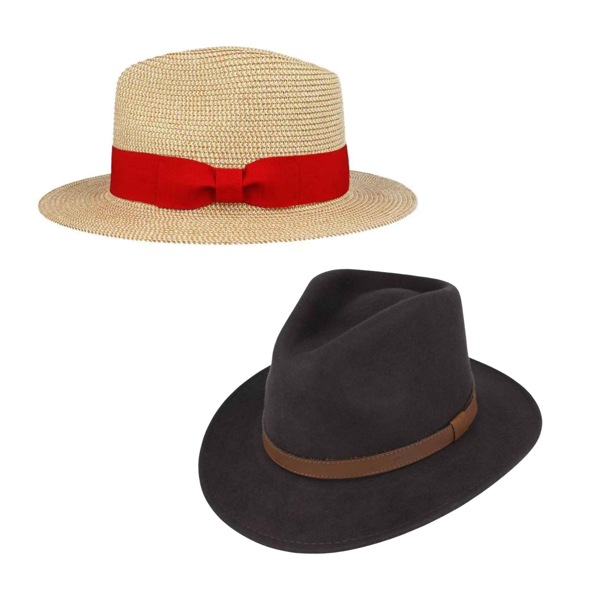 Straw and wool fedora hat bundle front view by Novella Hats