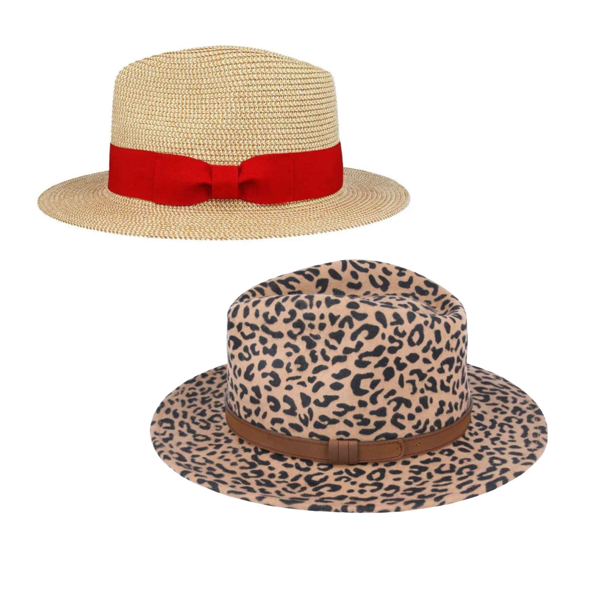 Straw and wool fedora hat bundle front view by Novella Hats