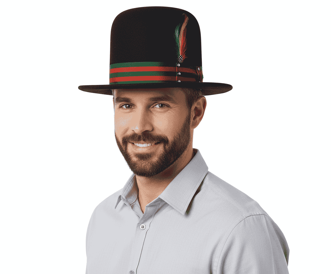 Extra Tall Black Hat - Oversized Wool Crown Bowler