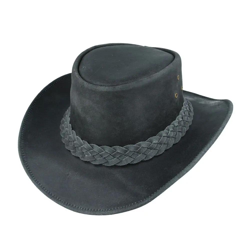 Leather Western Cowboy Hat - Black Novellahats