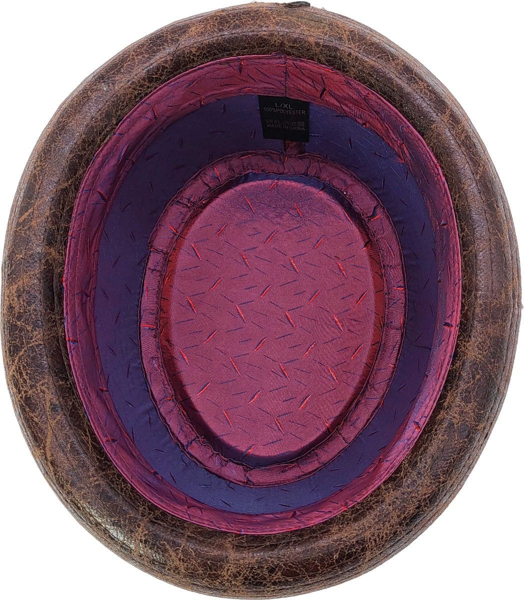 Modern Pork Pie Hat - Brown PVC Round Classic Style