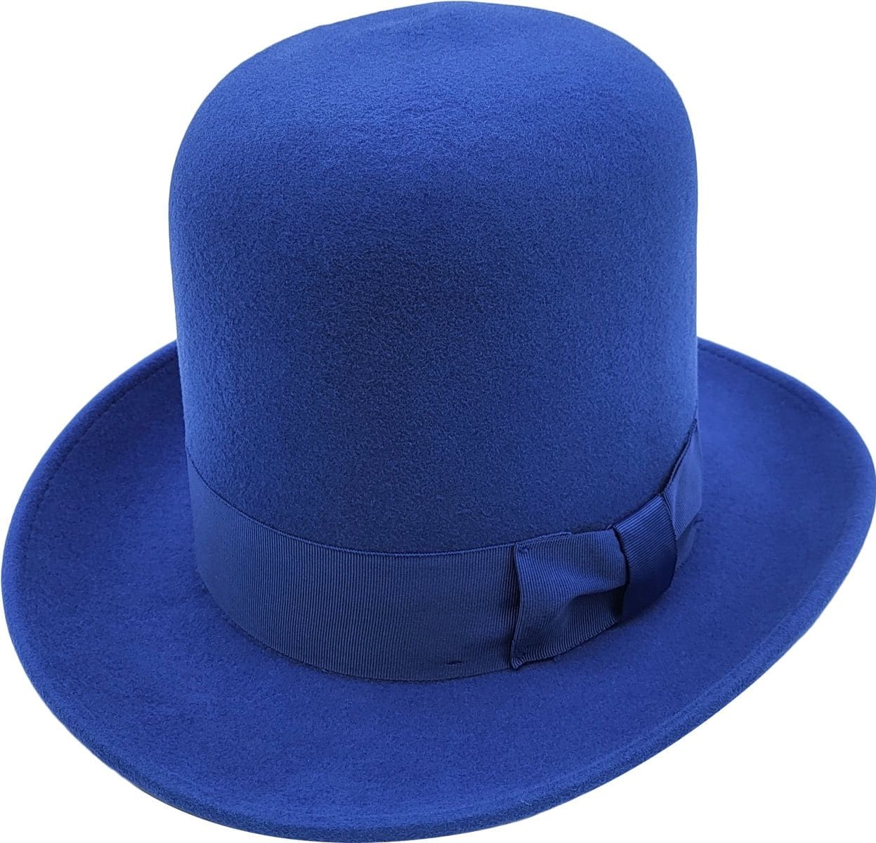 A dramatic 20cm high crown bowler hat handcrafted from 100% luxury wool. This oversized tall bowler features adjustable Velcro fit and elegant ribbon detail. Available in six colors: Black, Burgundy, Teal, Mustard Yellow, Camel Brown, and Royal Blue. A bold theatrical statement piece.