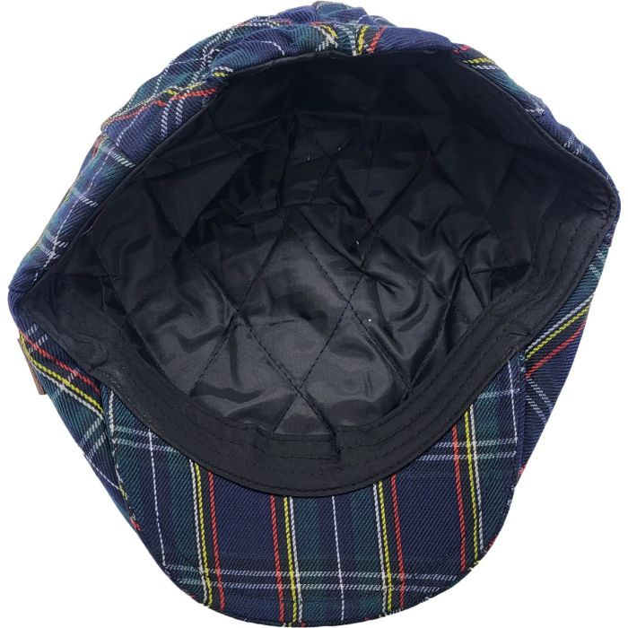 Interior satin lining and sweatband of Novella Hats tartan flat cap