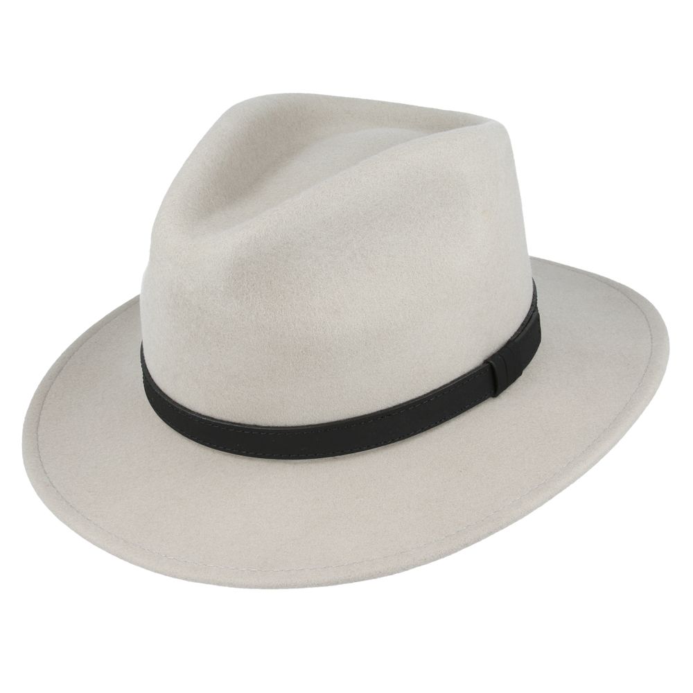 Crushable Wool Fedora Hat with Leather Band. Handmade, unisex, wide-brim (8cm) fedora with a 9cm high teardrop crown, 100% wool, cotton sweatband, and leather strap. Water-resistant and packable. Available in multiple sizes.

The Novella Hats Crushable Wool Fedora Hat is a stylish and functional accessory. Handmade with 100% premium wool, this unisex hat features a classic design with a modern teardrop crown and wide A-line shaped brim.