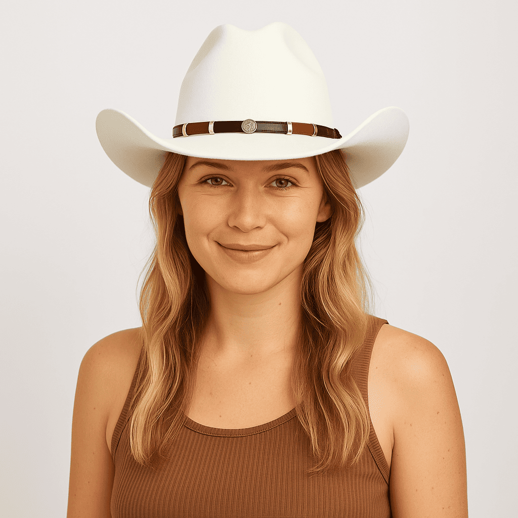 Western Wool Cowboy Hat – Classic Cattleman Style | Handmade Vintage American Wide Brim Hat - White