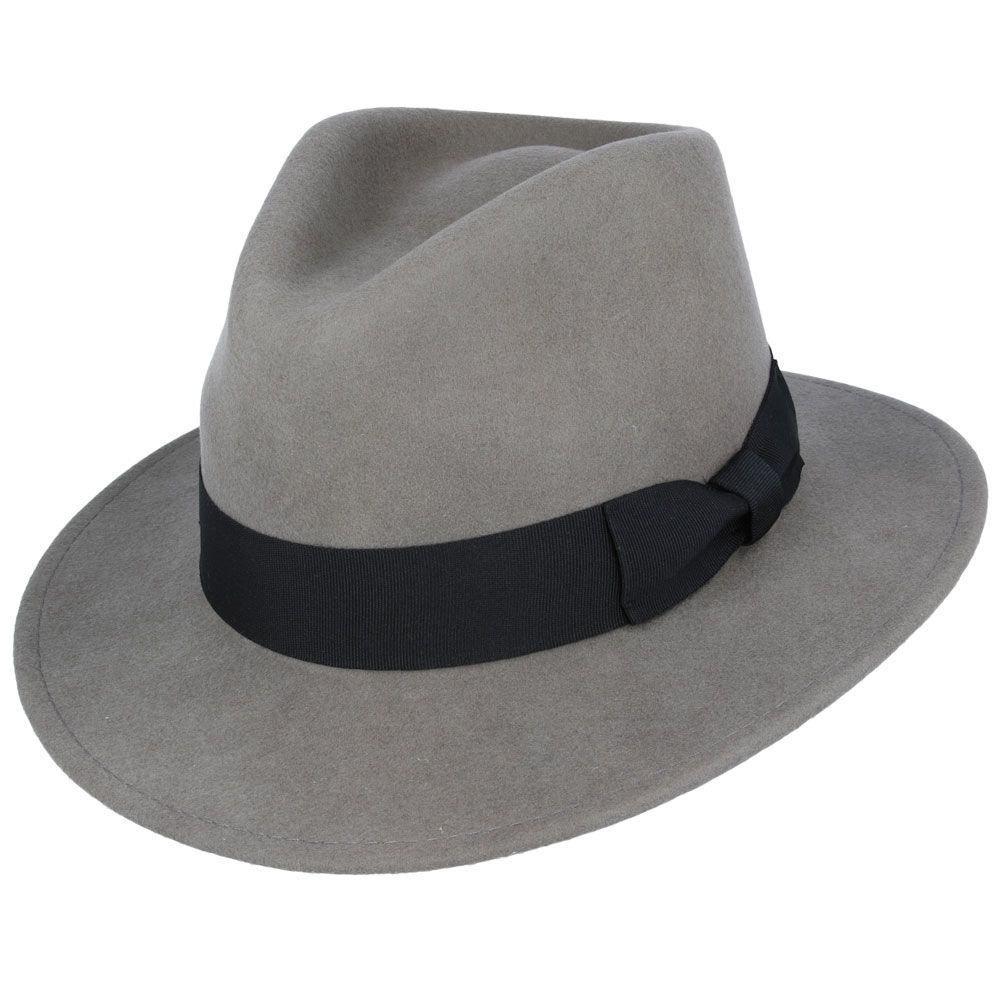 Wool Fedora Hat with Grosgrain Band. Handmade, 100% wool, with a 7cm wide brim and 11cm high crown. Features a comfortable cotton sweatband and black belt band. Packable and versatile. Available in all sizes. Key Features: Material: 100% Wool Style: Wide Brim Fedora Sweatband: Comfortable Cotton Brim 
