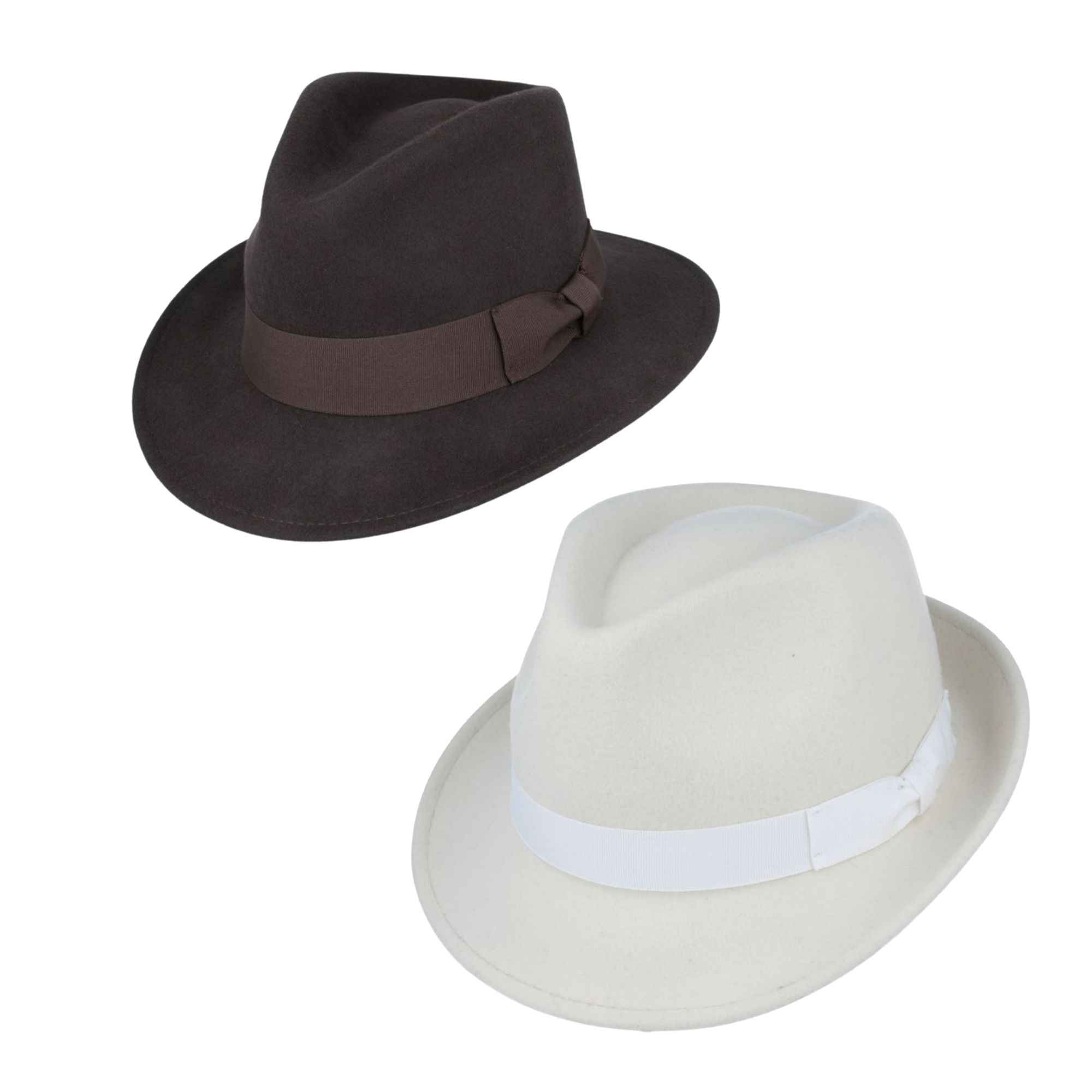 Fedora and trilby hat bundle front view in wool by Novella Hats