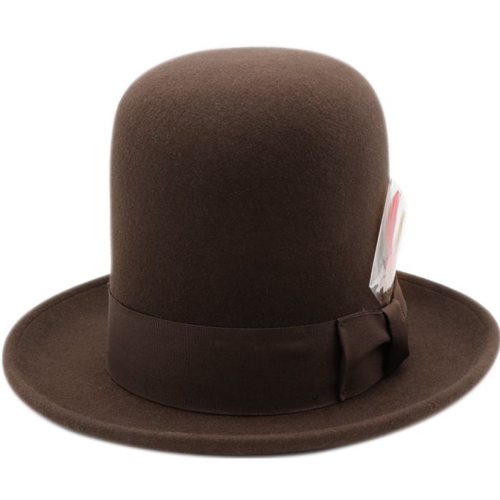 Front view of oversized tall 100% wool hat in cream by Novella Hats