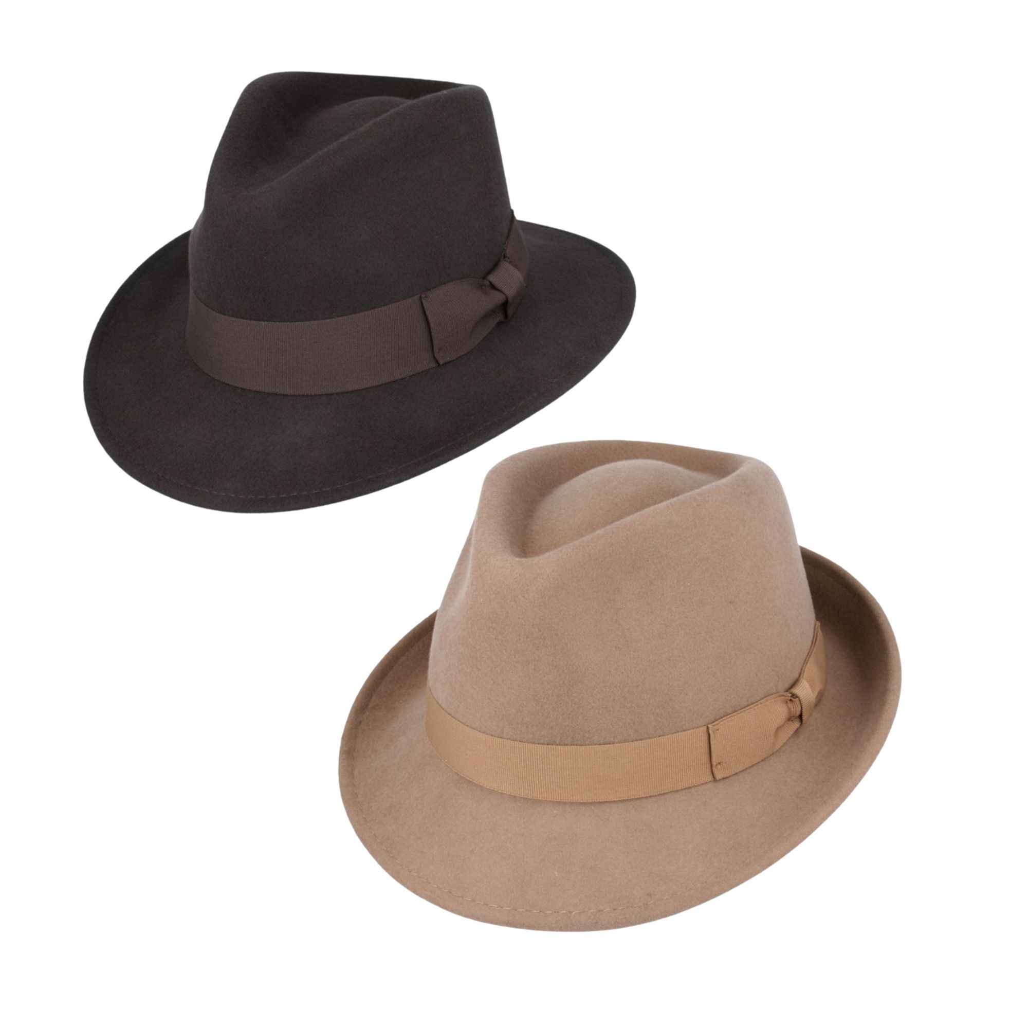 Fedora and trilby hat bundle front view in wool by Novella Hats