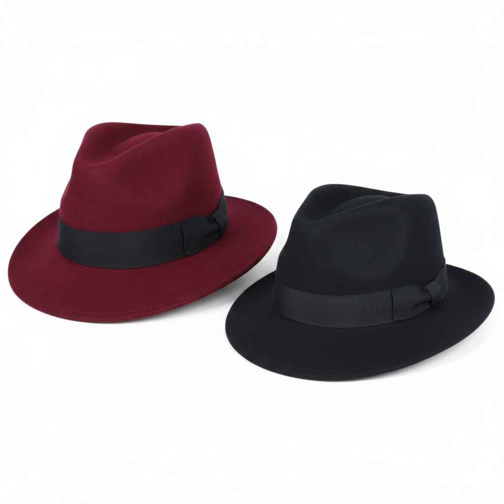 Fedora and trilby hat bundle front view in wool by Novella Hats