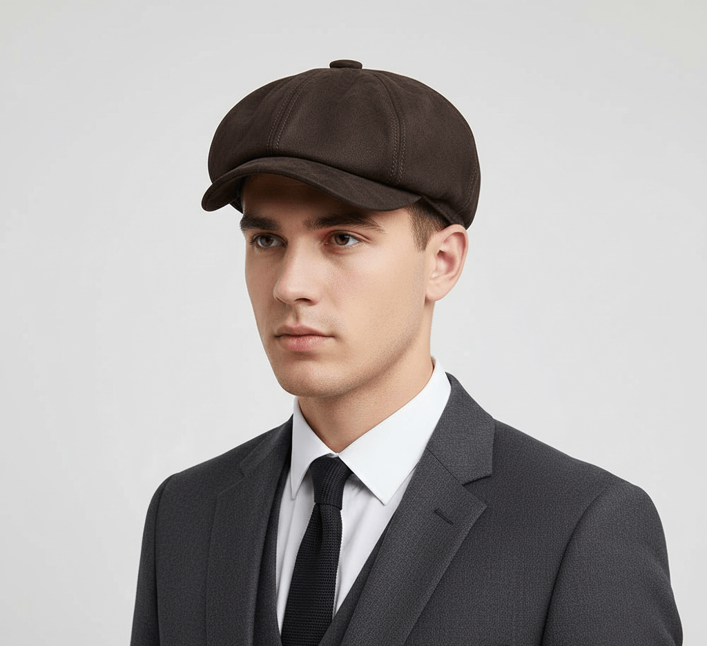 Embrace the timeless elegance and craftsmanship of this genuine Leather Newsboy Cap, also known as a cabbie cap, perfect for adding a touch of sophistication to any outfit.