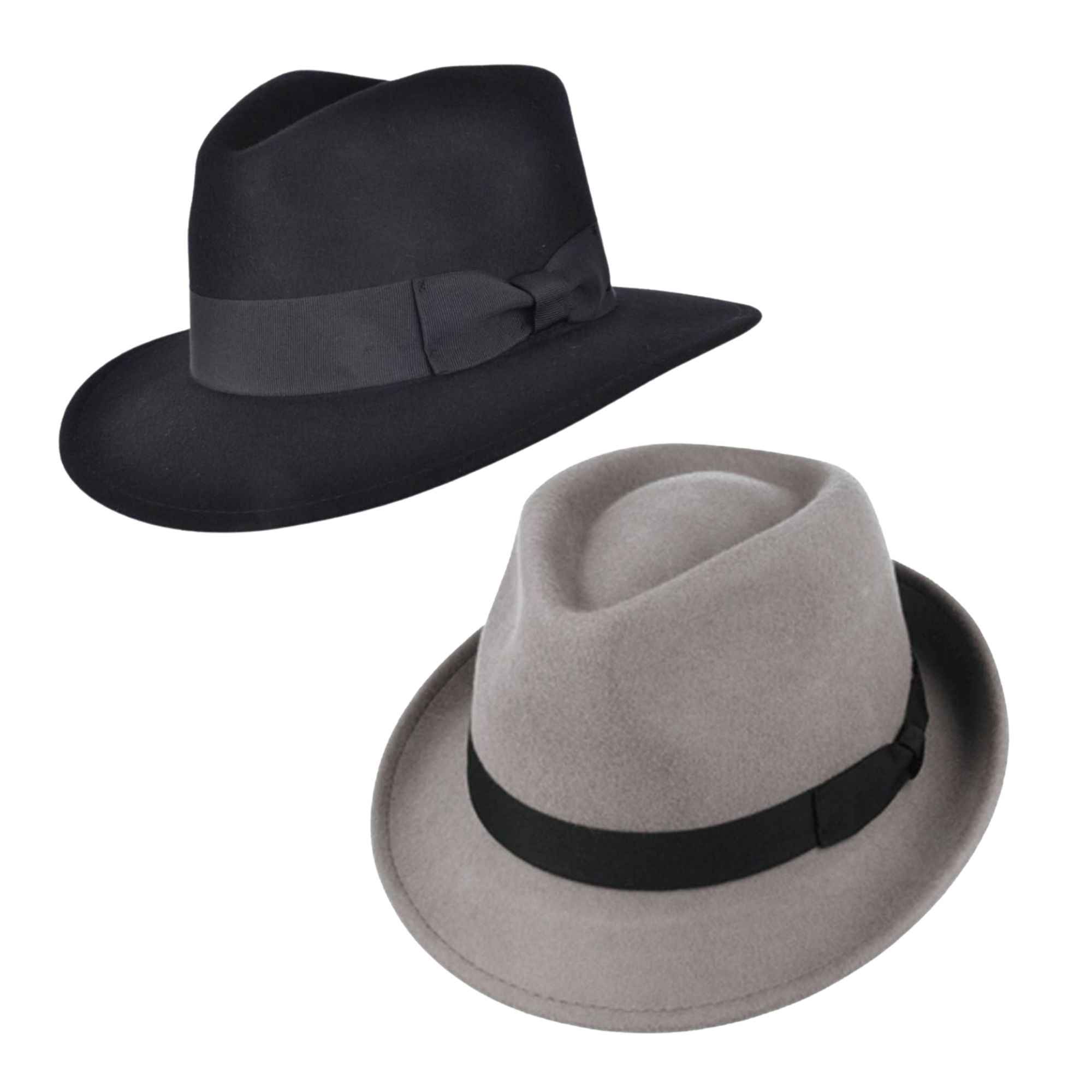 Fedora and trilby hat bundle front view in wool by Novella Hats