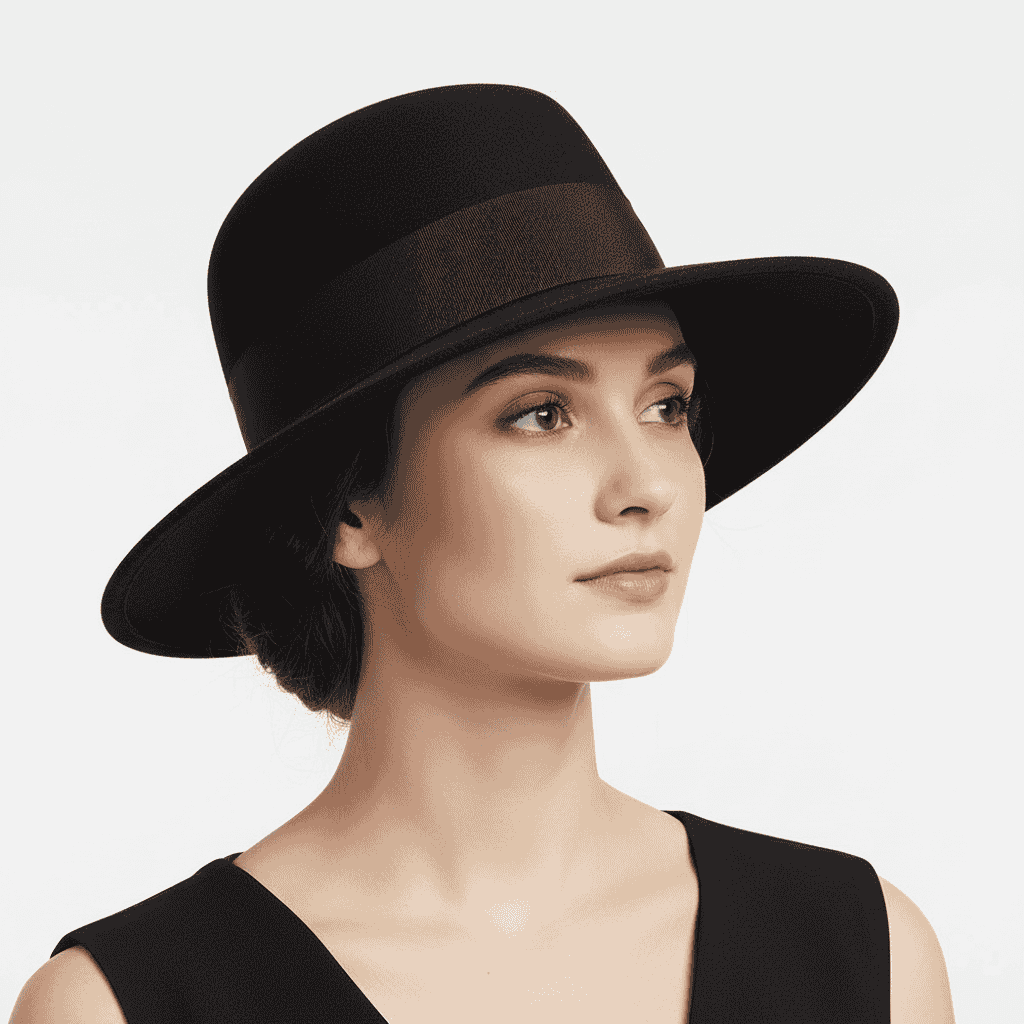 Spanish Bolero Wool Hat | Stiff Flat Brim & Round Crown in Black
