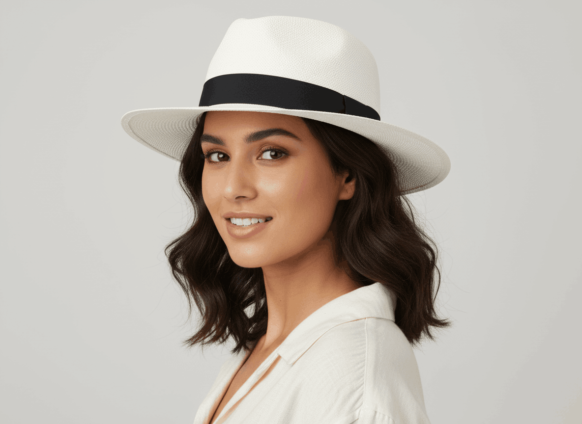 A foldable Natural Panama hat with unique bowler crown, handwoven from Toquilla straw in Ecuador