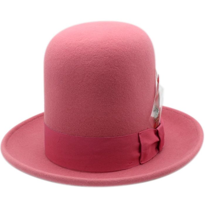 Side view showing tall crown and ribbon band by Novella Hats