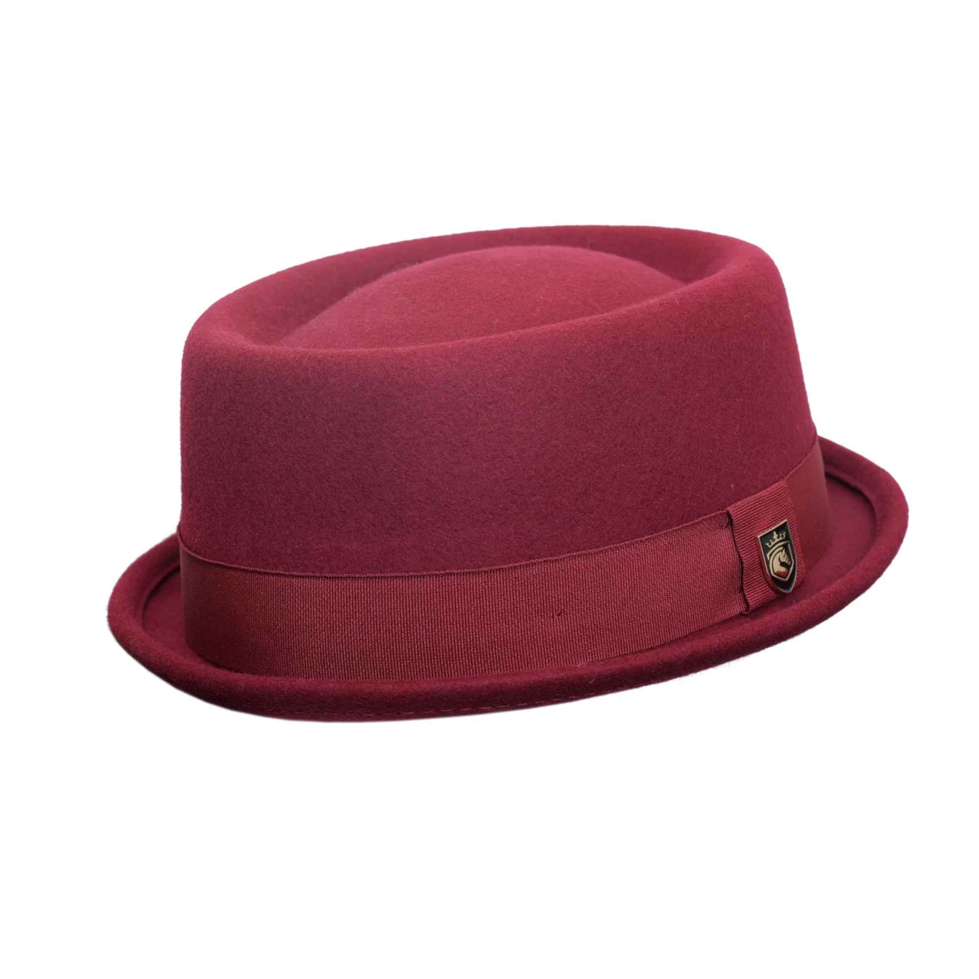 Classic 100% wool pork pie hat with short brim for men and women