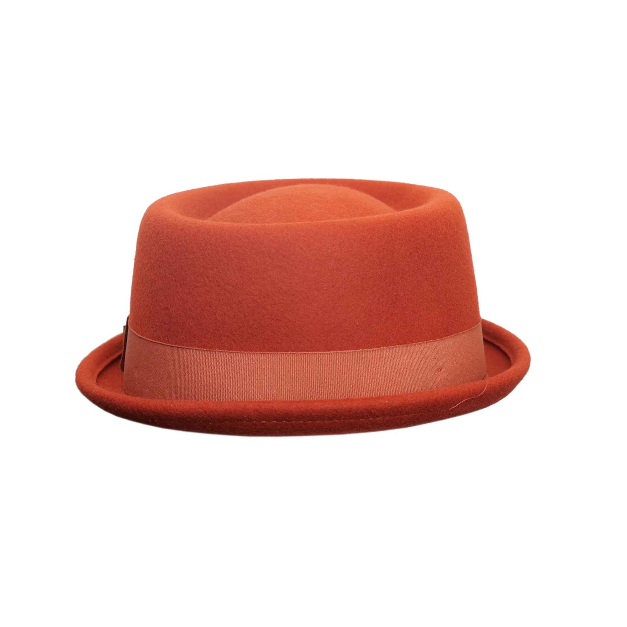 Classic 100% wool pork pie hat with short brim for men and women