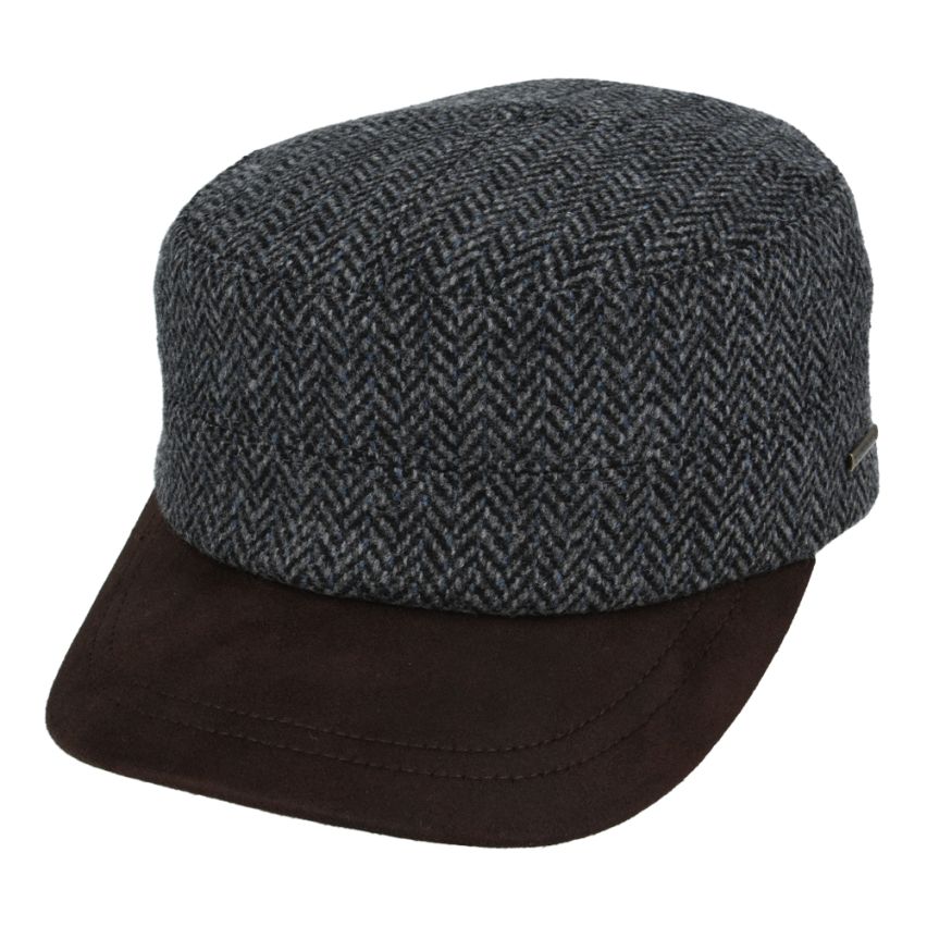 The Novella Hats Herringbone Army Cap is a modern take on the classic military-style cap, crafted for everyday wear. Made from a premium wool-blend fabric, it offers a clean silhouette with a timeless herringbone pattern in green or grey.