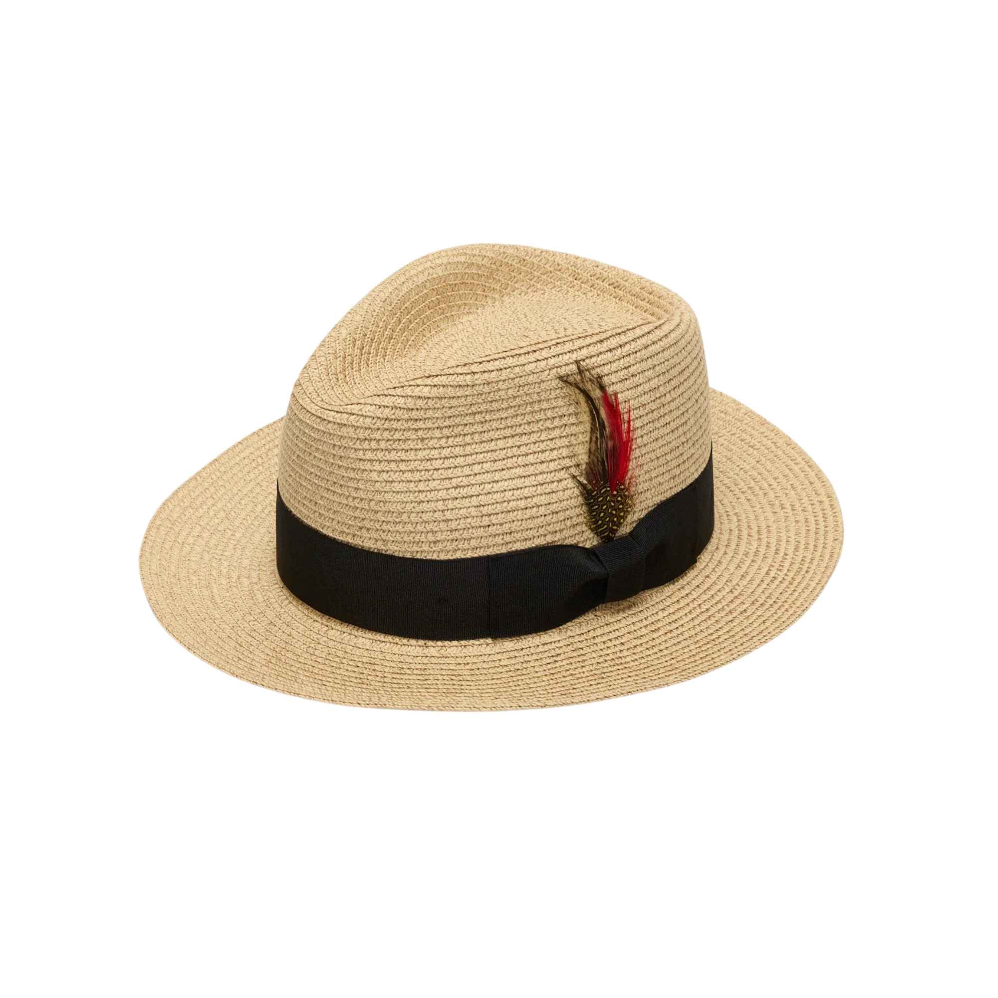 Paper straw fedora hat beige wide brim lightweight summer sun hat