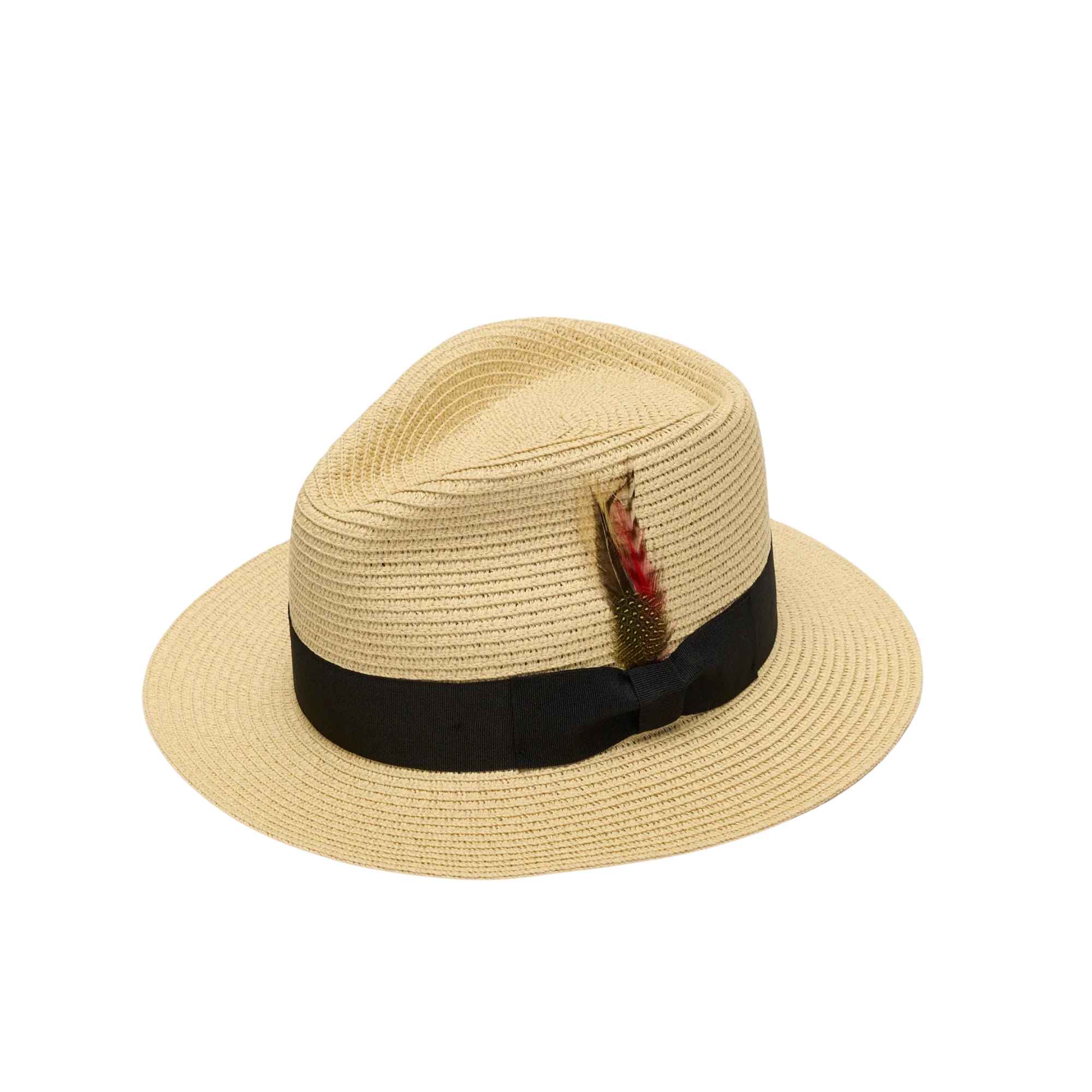 Paper straw fedora hat beige wide brim lightweight summer sun hat