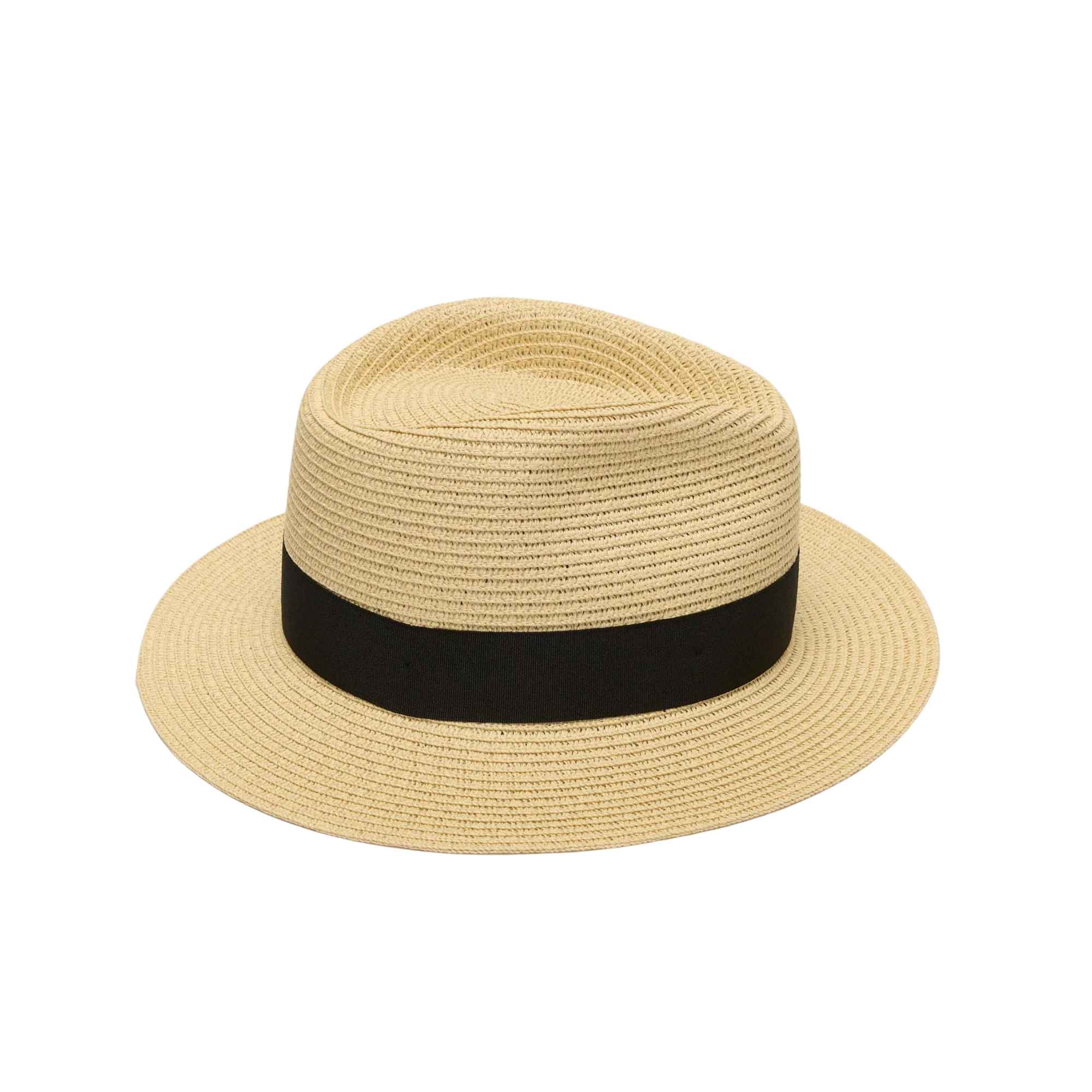 Paper straw fedora hat beige wide brim lightweight summer sun hat