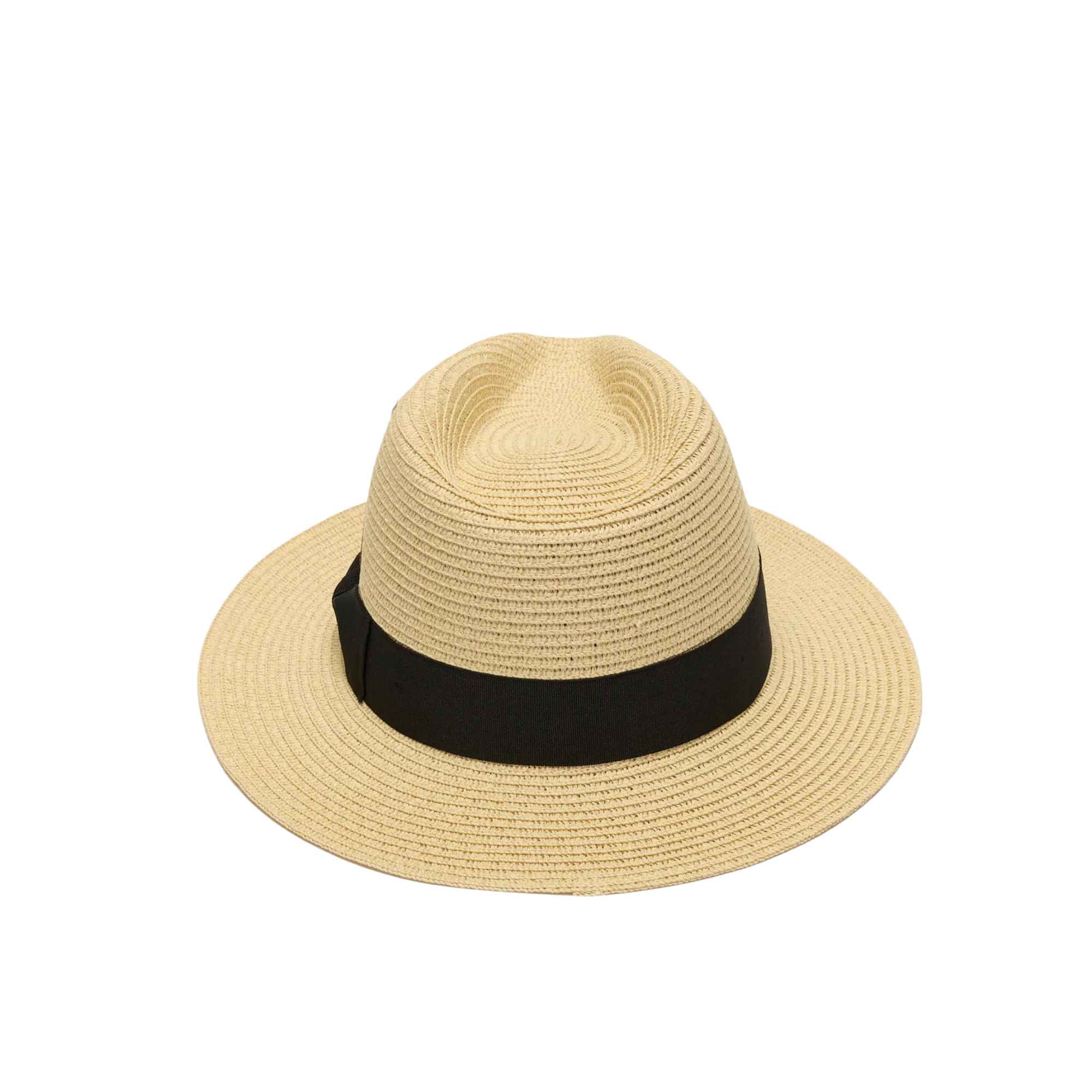 Paper straw fedora hat beige wide brim lightweight summer sun hat