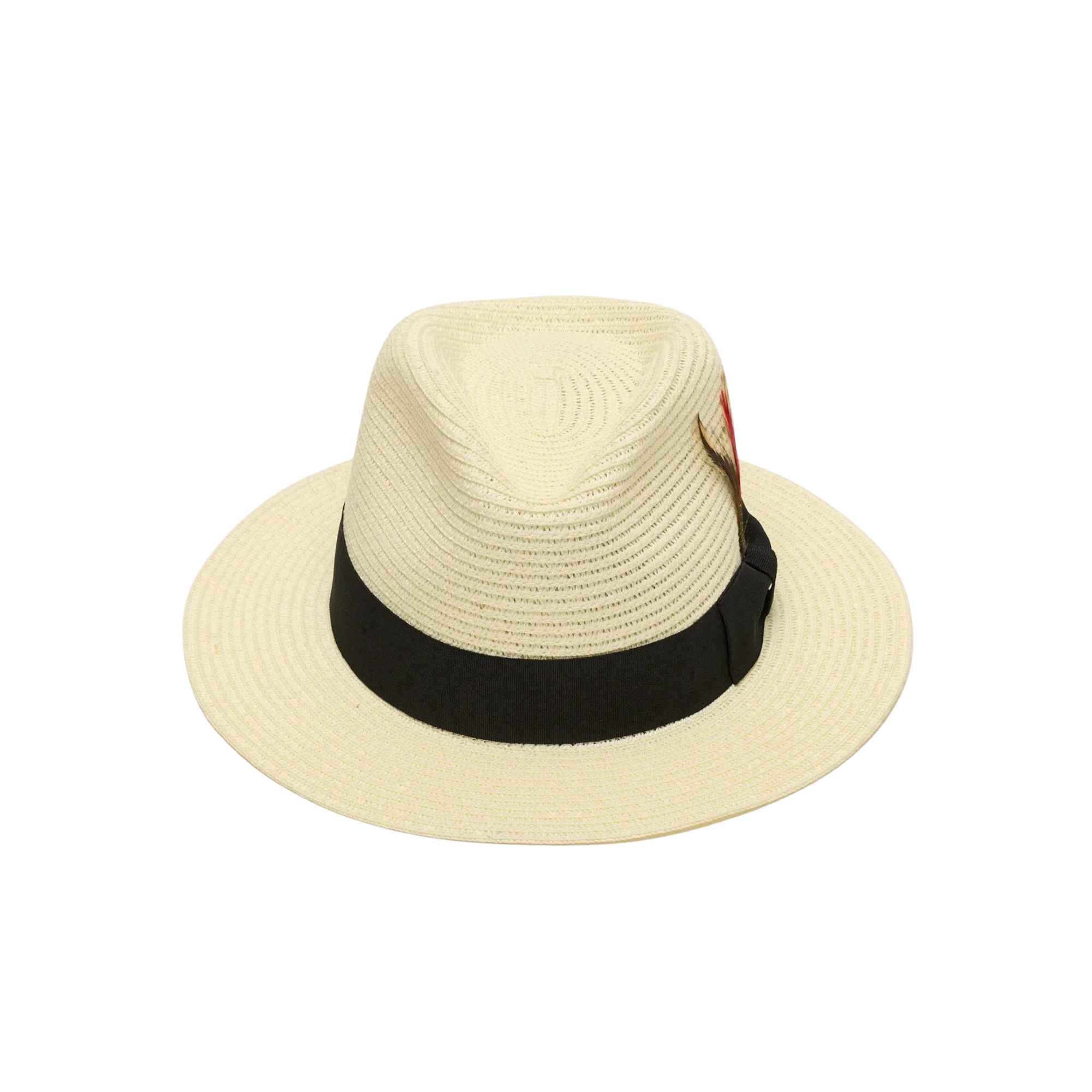 Paper straw fedora hat beige wide brim lightweight summer sun hat