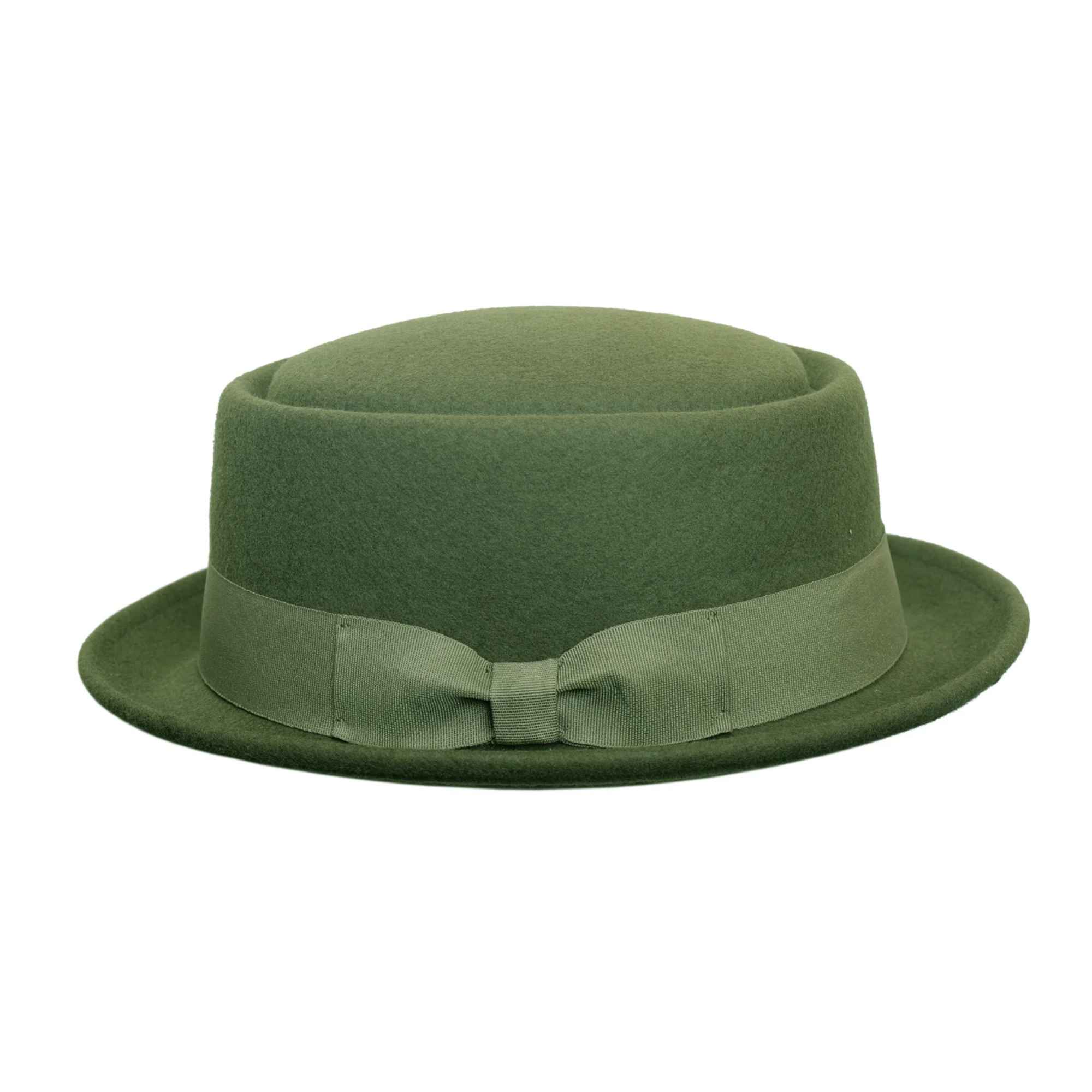Navy Crushable Wool Felt Pork Pie Hat Flat Top Grosgrain Band