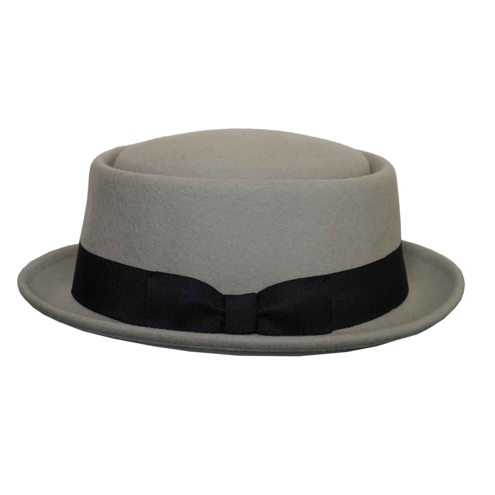 Navy Crushable Wool Felt Pork Pie Hat Flat Top Grosgrain Band