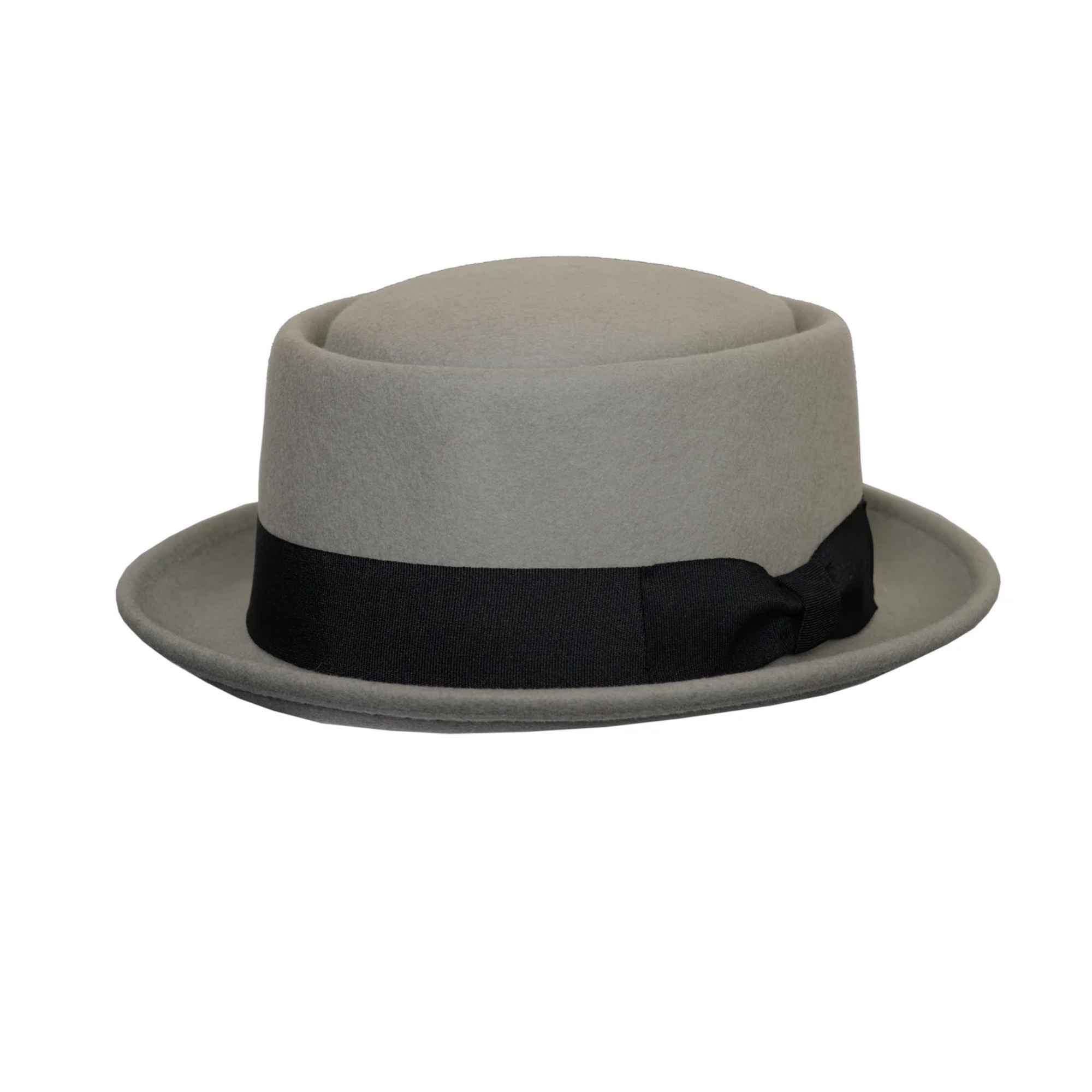 Navy Crushable Wool Felt Pork Pie Hat Flat Top Grosgrain Band