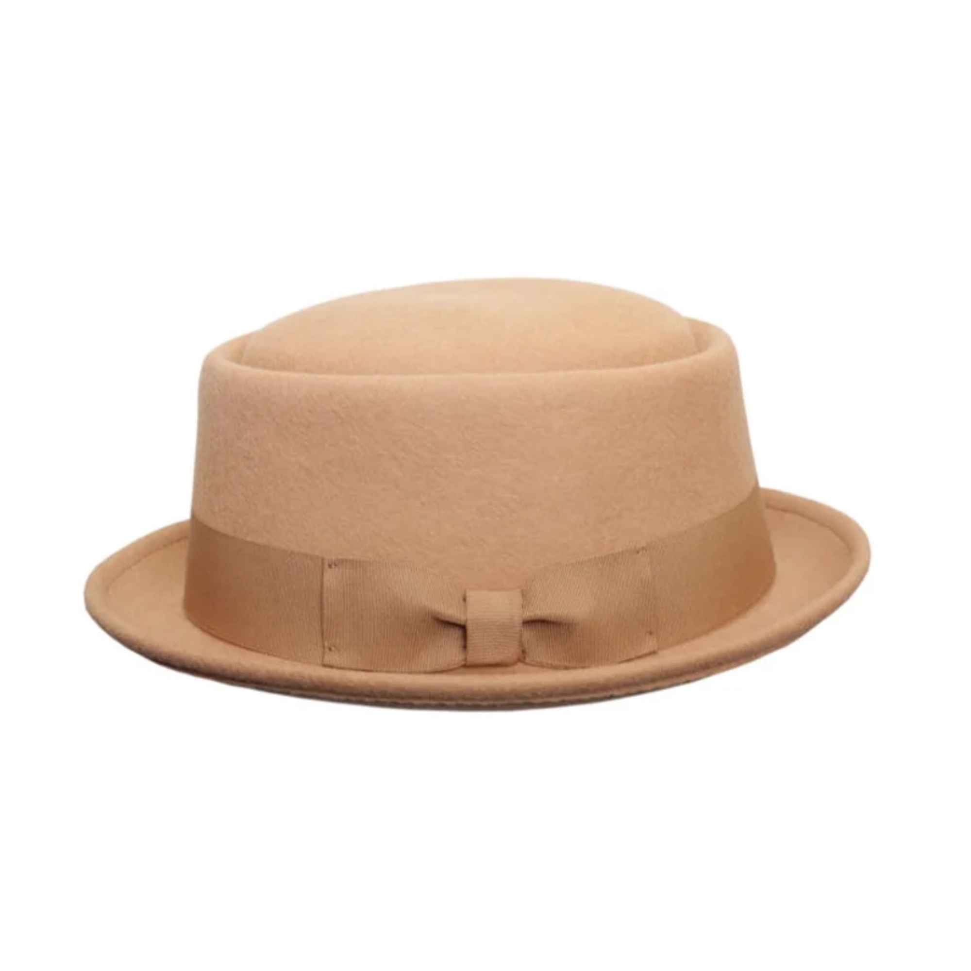 Navy Crushable Wool Felt Pork Pie Hat Flat Top Grosgrain Band