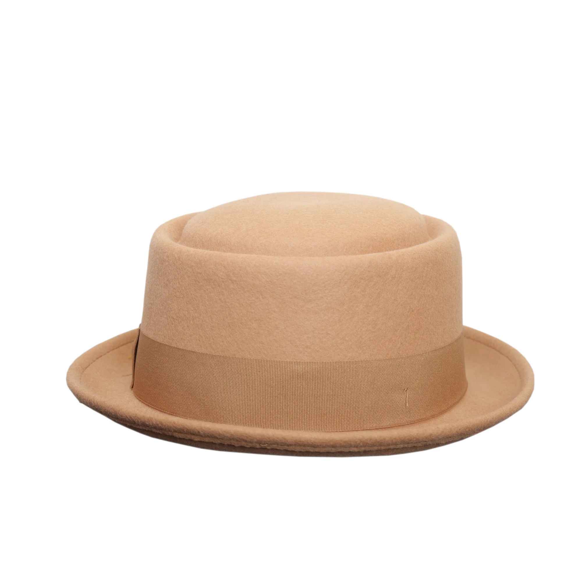 Navy Crushable Wool Felt Pork Pie Hat Flat Top Grosgrain Band