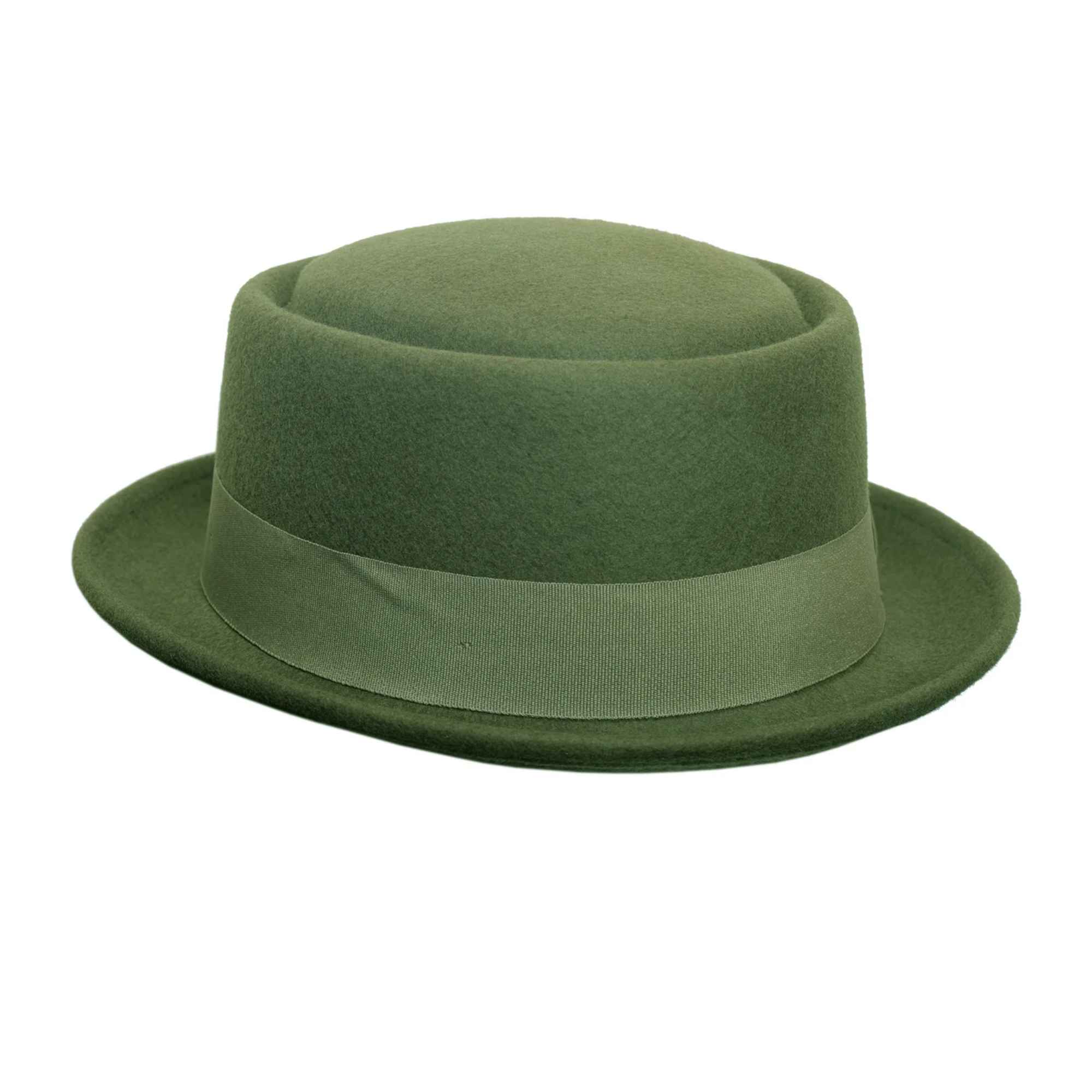 Navy Crushable Wool Felt Pork Pie Hat Flat Top Grosgrain Band
