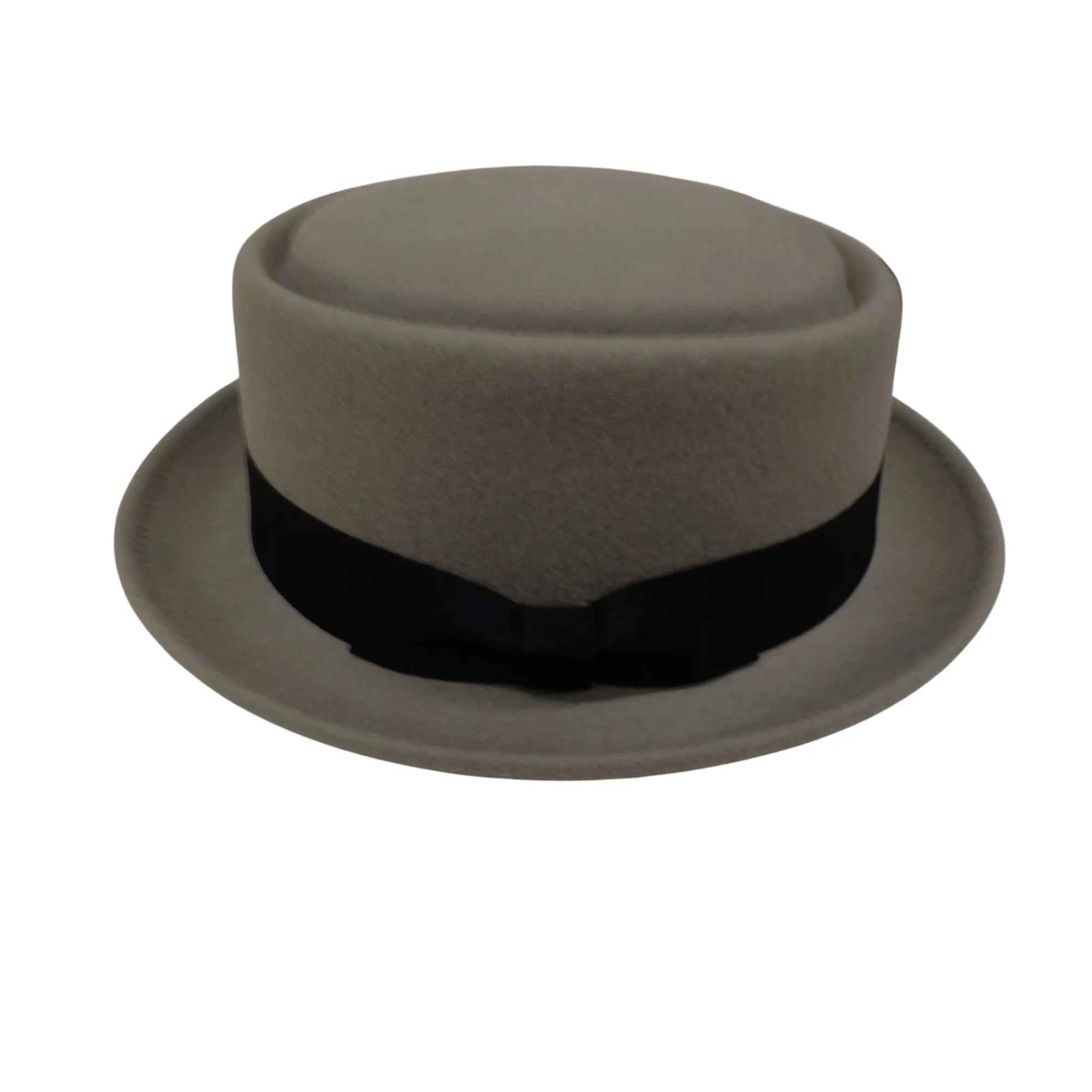 Navy Crushable Wool Felt Pork Pie Hat Flat Top Grosgrain Band
