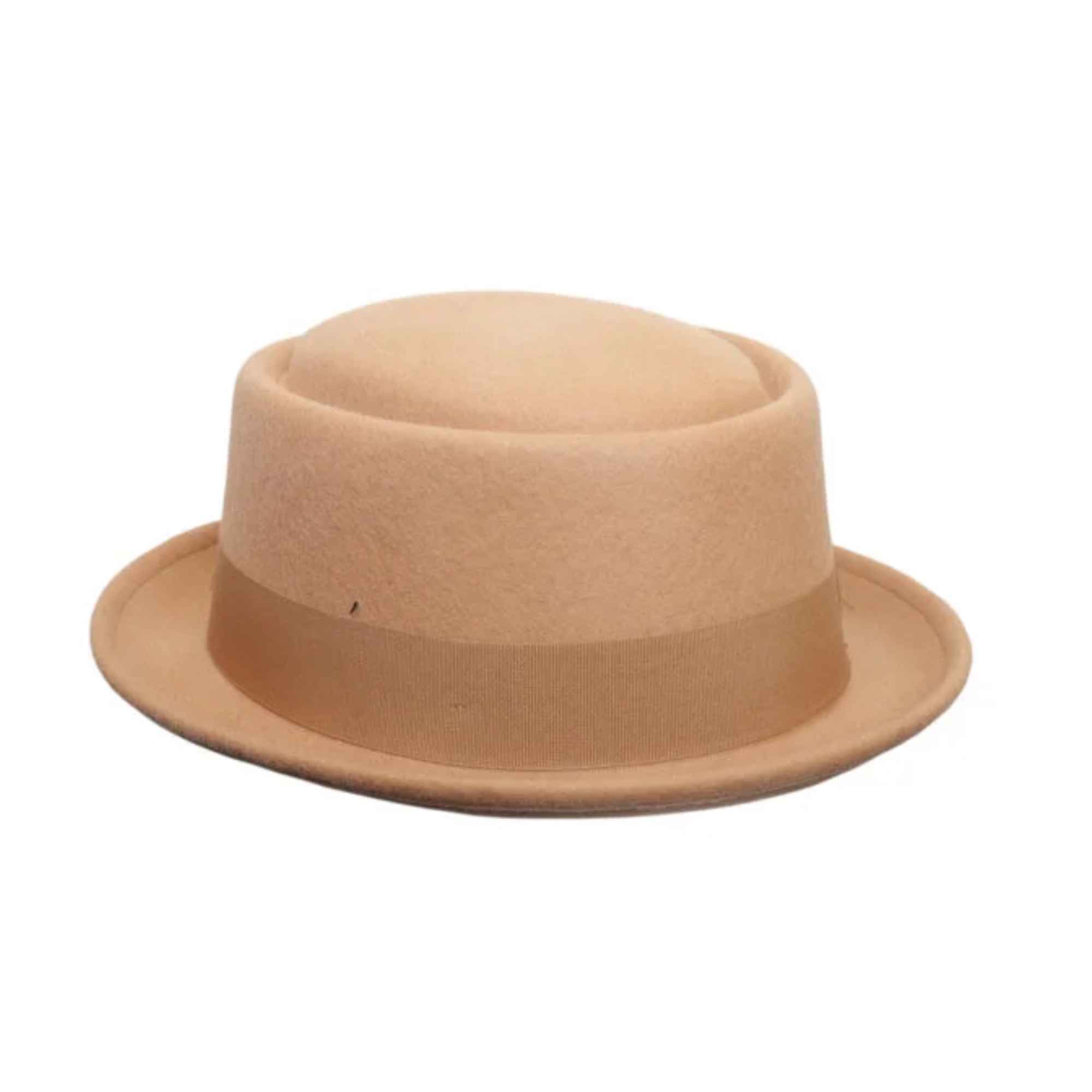 Navy Crushable Wool Felt Pork Pie Hat Flat Top Grosgrain Band